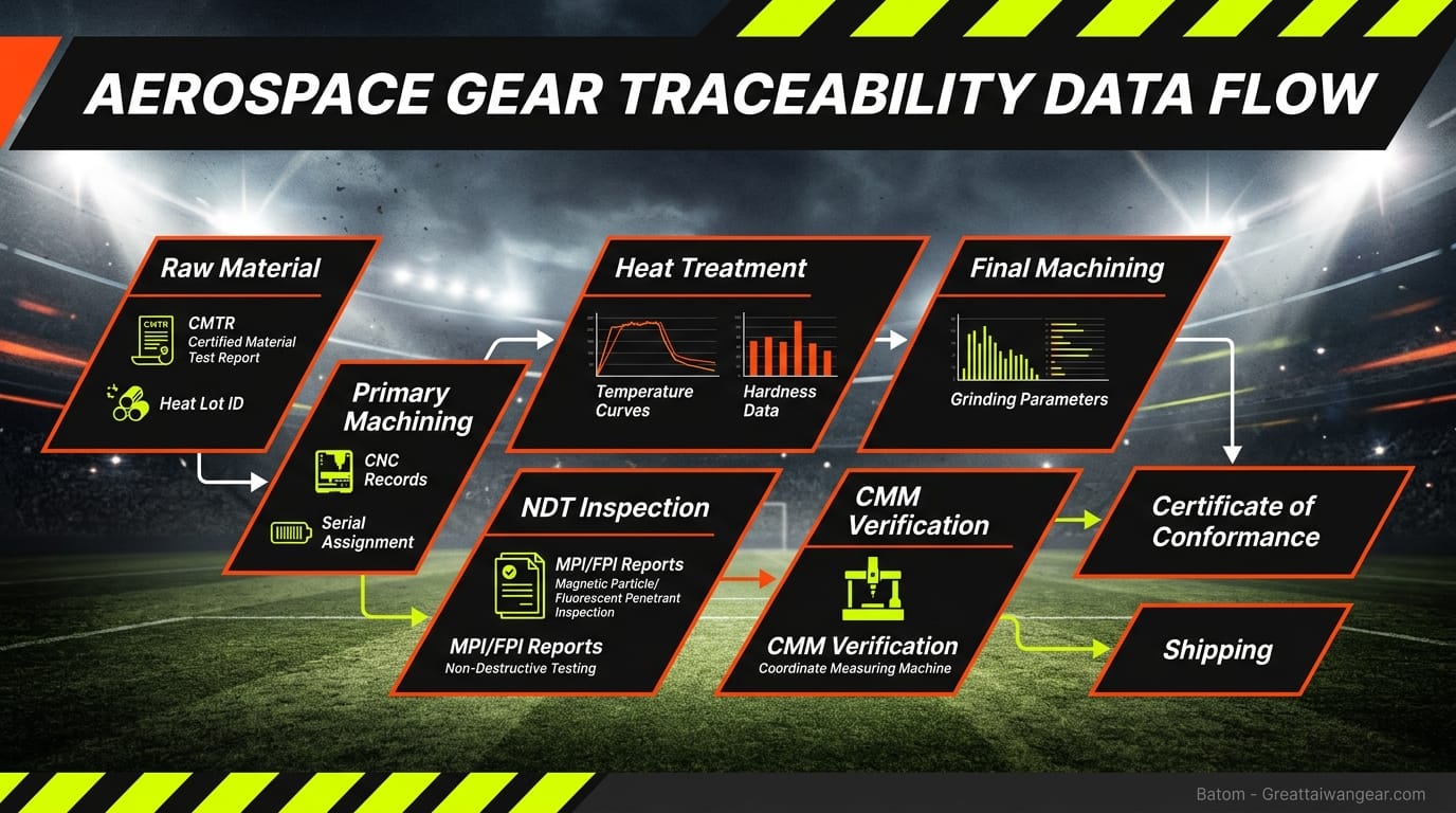 Aerospace gear traceability data flow