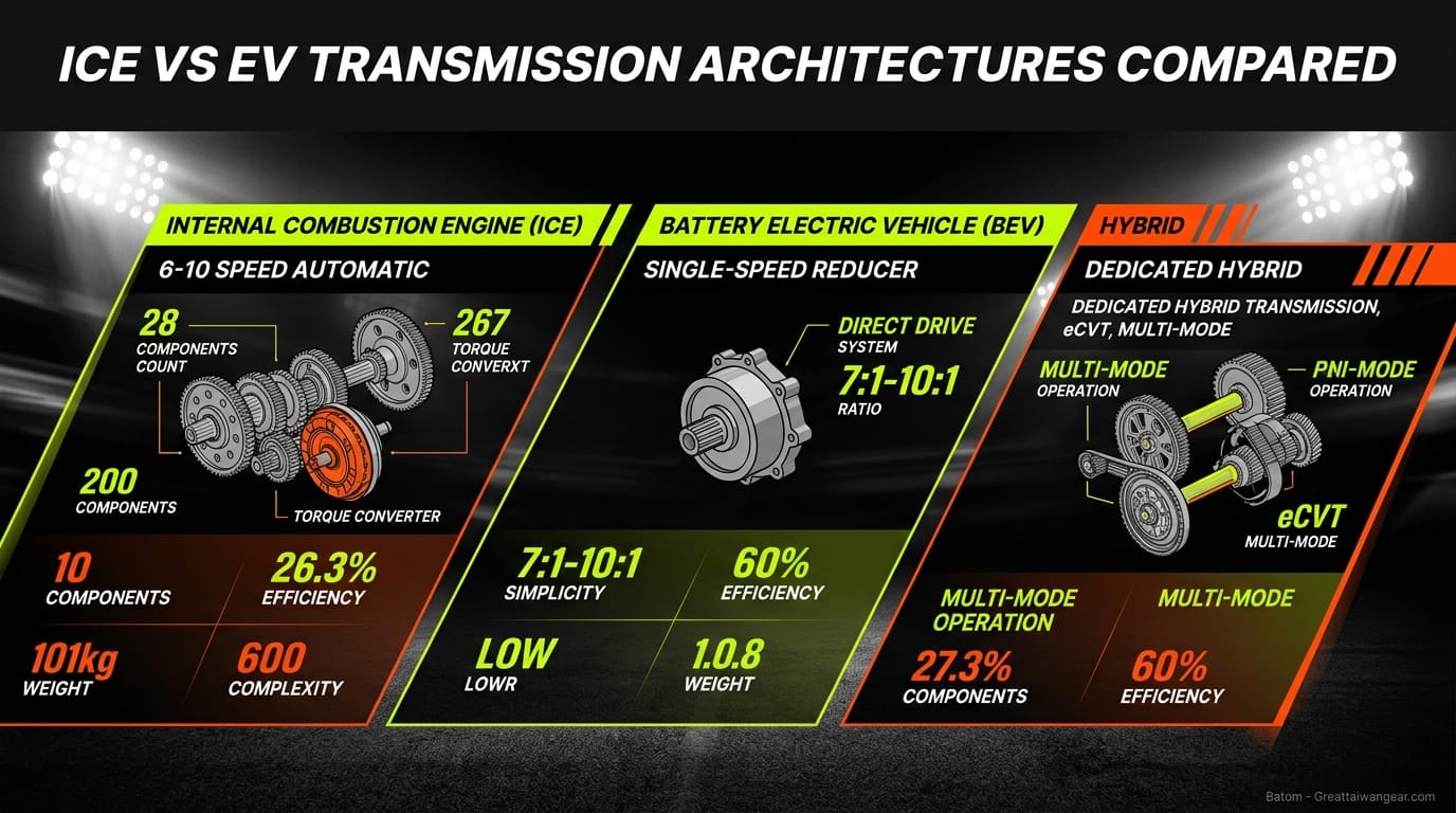 ICE vs EV Transmission Architecture Compared