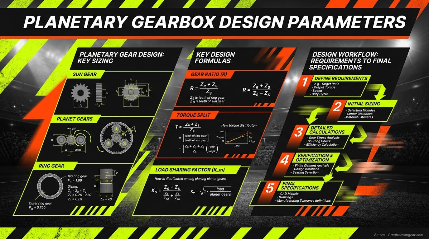 Planetary gearbox design parameter comparison across applications