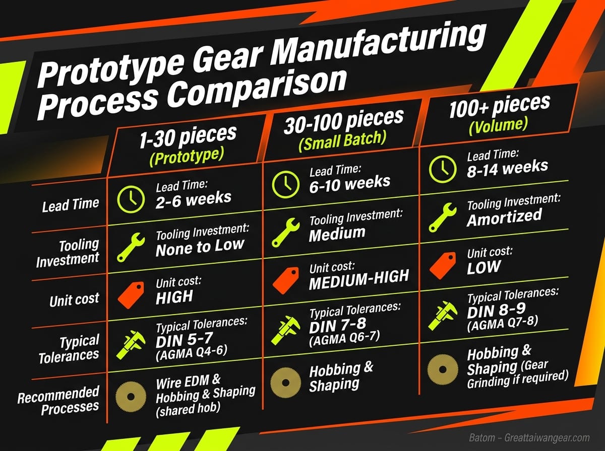Prototype gear manufacturing process comparison