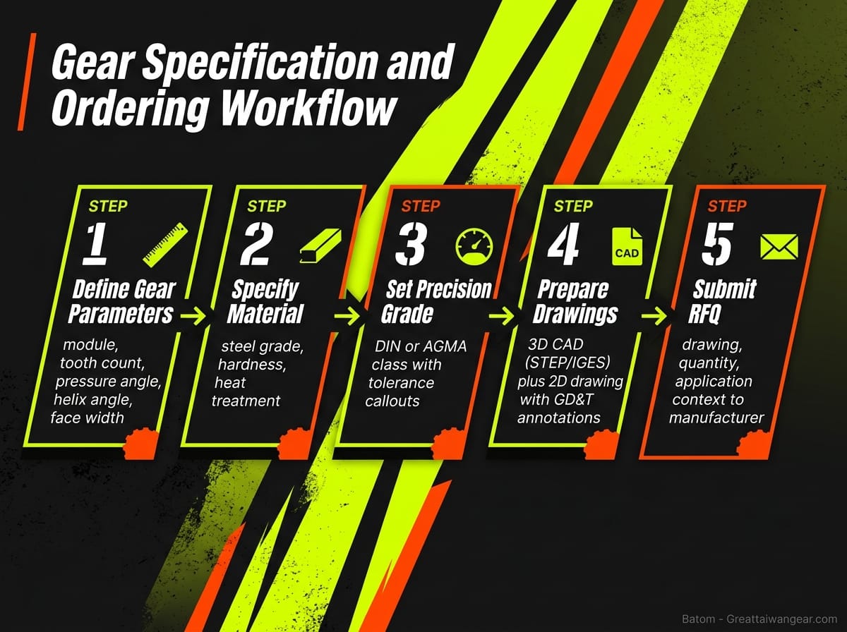 Gear specification and ordering workflow