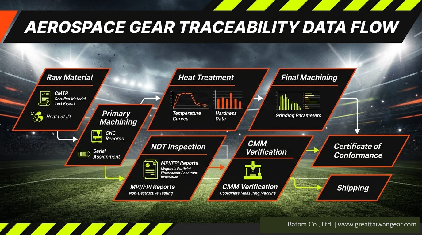 Aerospace gear traceability data flow