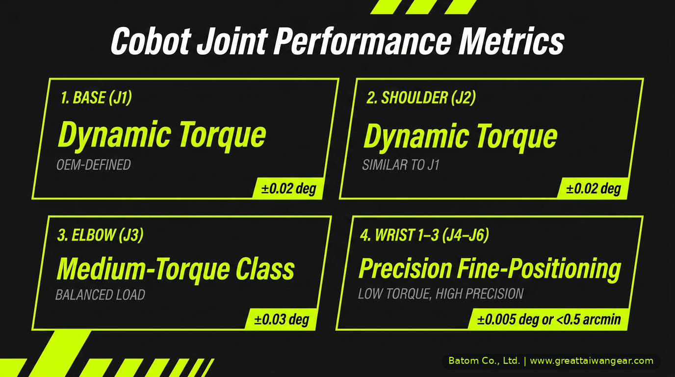 Cobot Joint Torque and Precision Requirements by Position
