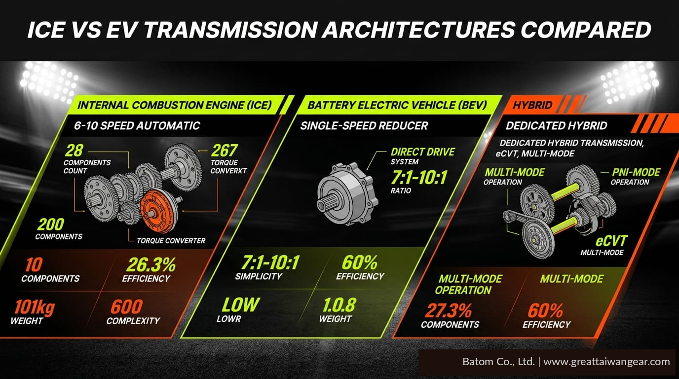 ICE vs EV Transmission Architecture Compared