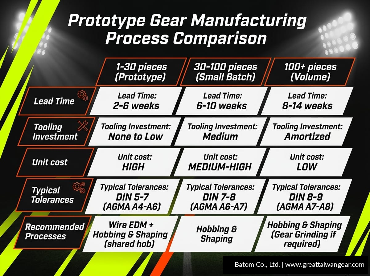 Prototype gear manufacturing process comparison
