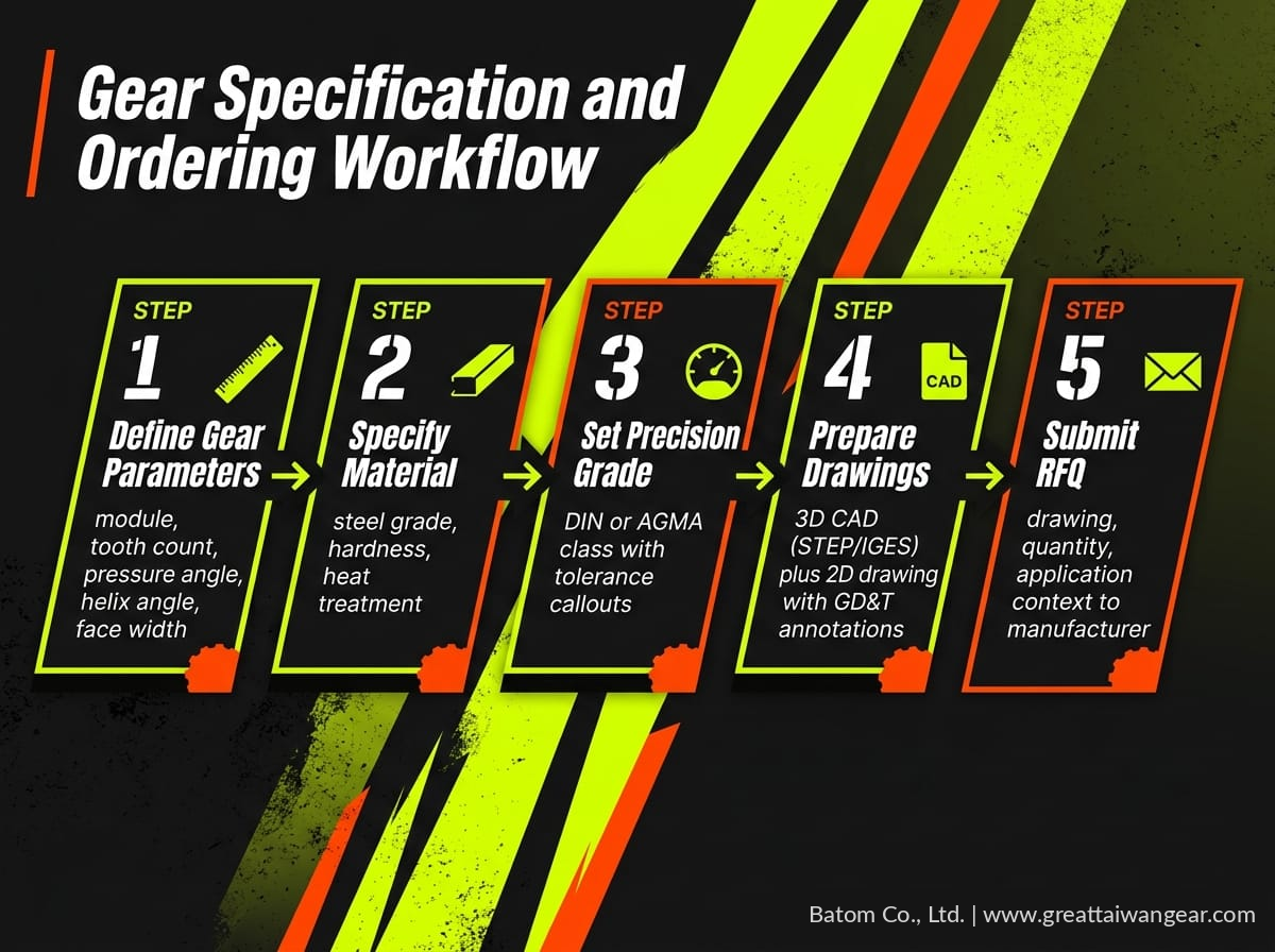 Gear specification and ordering workflow