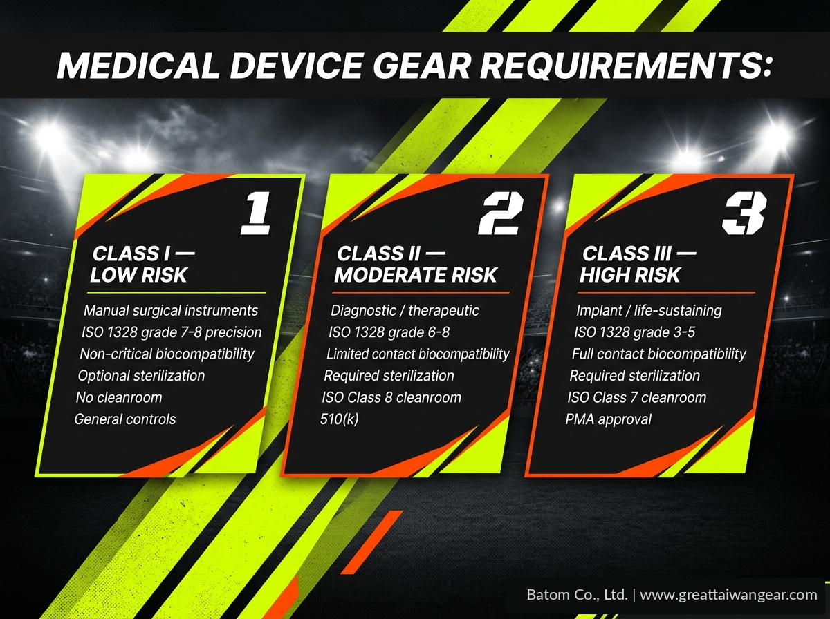 Medical device gear precision and material requirements